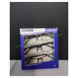 Foster Grant Design Optics Readers +2.50, 3pk