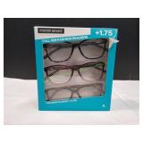 Foster Grant Design Optics Readers +1.75, 3pk