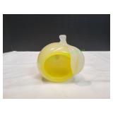 Yello Blown Glass Apple Candle Holder