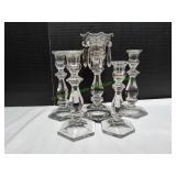 (5) Vtg Crystal Candle Holders