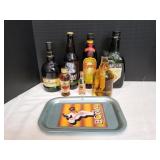 Vtg Collectibles Bottles w/ Serving Tray