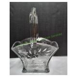 Vtg Heisey Hexagonal Glass Etched Basket w/