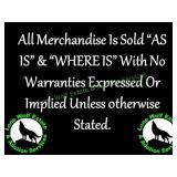 All Items Sold "As Is" & "Where Is"