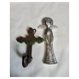 Cast Iron Cross w/ Metal Angel