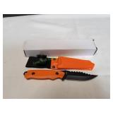 Zomb-War Orange Fixed Blade Knife & Sheath