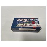 Fiocchi 9mm 115gr FMJ Ammo, 50ct