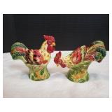 Vtg Ceramic Rooster Shaped Salt & Pepper Shakers