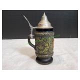Vtg Beer Stein w/ Pewter Lid