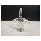 Vtg Crystal Basket w/ Handle