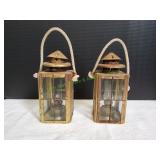 (2)Vtg Brass Ship Lanterns
