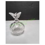 Vtg Frosted Crystal Perfume Bottle w/Tulip