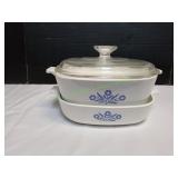 (2) Corning Ware Baking Dishes w/ (1) Lid