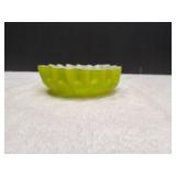 Vtg Hand Blown Crimpled Bowl