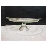 Vtg Mikasa Crystal Pedestal Cake Plate w/ Handles