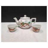 Vtg Chinese Red Dragon Flaming Pearl Tea Set