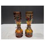 (2) Sail Boat Hong Kong Faux Stain Glass Oil