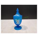 Vtg Westmoreland Blue Mist Candy Jar w/ Lid