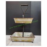 2-Tier Farmhouse Style Metal Serving Trays