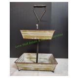 2-Tier Farmhouse Style Metal Serving Trays