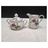 Vtg Moss Rose Porcelain Creamer & Sugar