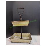 2-Tier Farmhouse Style Metal Serving Trays