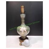 Vtg Hand-Painted Glass Lamp