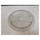 Vtg Divided Clear Glass Serving Dish