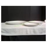 (3) Farmhouse White Round Metal Trays