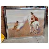 52x40 Framed Canvas Native American Painting