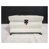 Vtg Claw Foot Jewelry Box w/ Floral Design
