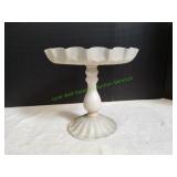 Rustic Scalloped Metal Pedestal Serving Plate