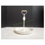 DNS Designs Scalloped Metal Tray w/ Wood Handle