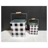 Buffalo Plaid Farmhouse Metal Tin Set, 2pc