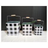Buffalo Plaid Farmhouse Metal Tin Set, 3pc