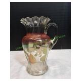 Vtg Handpainted Water Pitcher