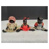 (3) Vtg Black Americana Mini Porcelain Dolls