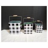 Buffalo Plaid Farmhouse Metal Tin Set, 3pc