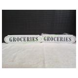 (2) Metal Groceries Signs