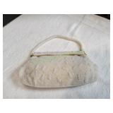 Vtg White Beaded Evening Bag
