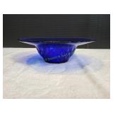 Vtg Cobalt Blue Diamond Point Wide Rim Bowl