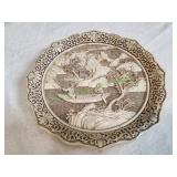 9.5" Vtg Ivory Dynasty Plate Carved Resin