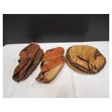 (3) Vtg Ball Gloves