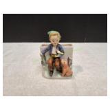 Vtg Ceramic Boy w/ Dog Planter
