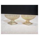 (2) Vtg Westmoreland Hobnail Pedestal Salt Seller