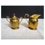Vtg Brass Creamer & Sugar