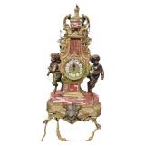 French Imperial Brass & Marble Clock w/ Cherubs