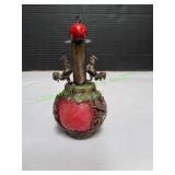 Vtg Chinese Dragon Rooster Red Snuff Bottle