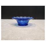 Vtg Cobalt Blue Hobnail Rimmed Bowl