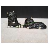 (2) Vtg Ceramic Black Cat Figurines