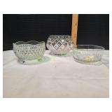 (3) Vtg Glass Candle Holders (3) Vtg Glass Candle Holders